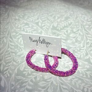 Mary Kathryn Magenta Glitter Hoops‎